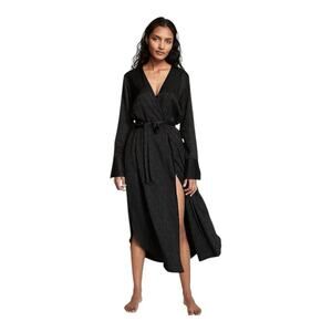 Victoria's Secret Icon Satin Long Robe Black Medium/Large